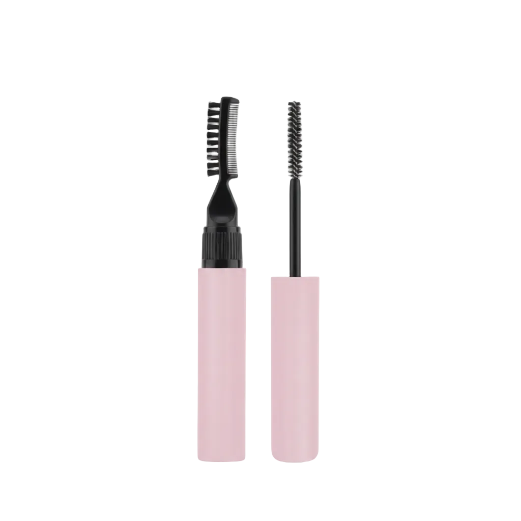 Milos Clear Brow Sculpting Gel — pink tube with comb-and-brush and spoolie applicators